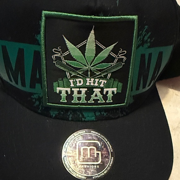 Black and Green Leaf Design Hat - Picture 1 of 5